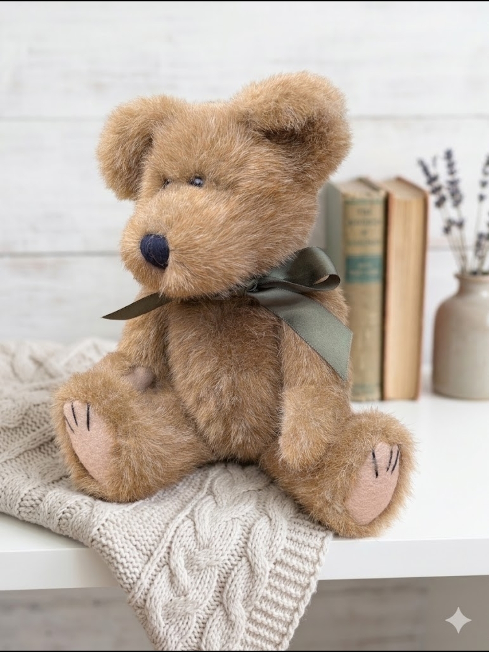 Vintage Boyds Bear Webster Weighted Shelf Sitter Plush Cottagecore Nursery Decor